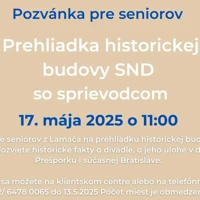 Prehliadka historickej budovy SND so sprievodcom pre seniorov