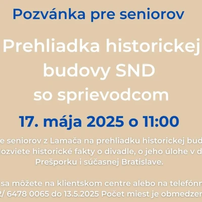 Prehliadka historickej budovy SND so sprievodcom pre seniorov
