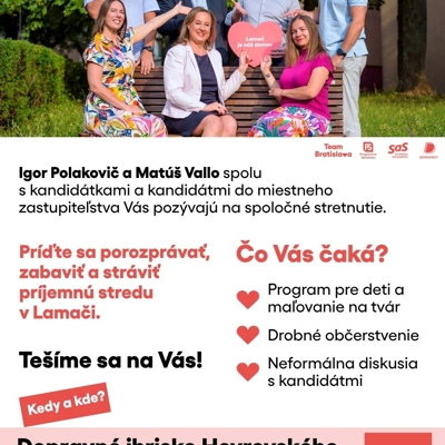 ❤️ Príďte sa s nami stretnúť v Lamači!